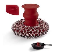 Cuisinel Grattoir en Fonte + grattoir à poêle - Acier Inoxydable et Silicone Ergonomique de Luxe - Design de qualité Alimentaire - Facile à Nettoyer