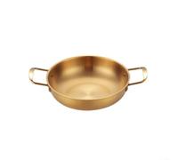 Cuisinez facilement avec le pot à paella à double poignée en acier inoxydable, fond plat pour une répartition optimale de la chaleur (doré, 20 cm)