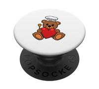 Cuisinier en Forme d'ours en Peluche avec cœur - Cuillère de Cuisine pour Enfant - Ours PopSockets PopGrip Adhésif