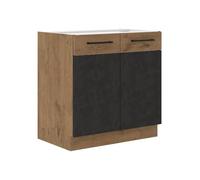 CUISINIER Rock - Meuble Bas - 80 cm - Chene Lancelot et Gris Matera