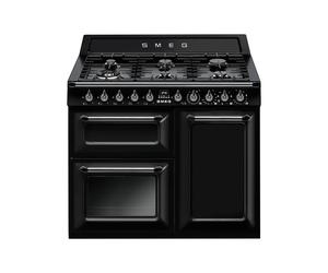 Cuisinière 100 cm Smeg Victoria Four électrique / Table de cuisson à Gaz TR103BL Noir