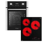 Cuisinière: 50cm Four encastrable EB4505ED + 45cm Plaque Eletrique KF4500RL | Fonction pizza | Gril | Circulation de l'air | Timer automatique | Double Vitrage d'isolation thermique | SET4505KF45RL