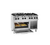 Cuisinière 6 feux MFG 7360 avec four electrique GN 2/1 et soubassement ouvert