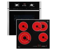 Cuisinière: 60cm Four encastrable BO8805SS + 59cm Plaque Eletrique CH5901AL | Gril | Air chaud | Timer automatique | Double Vitrage d'isolation thermique | Sécurité enfant | SET8805CH59AL