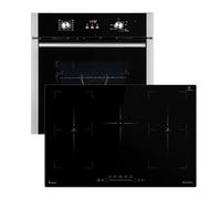 Cuisinière: 60cm Four encastrable BO8805SS + 77cm Plaque Induction IH87705FZ | Air chaud | Timer automatique | Double Vitrage d'isolation thermique | Sécurité enfant | SET8805IH77FZ