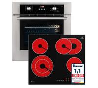 Cuisinière: 60cm Four encastrable BO8810SS + 59cm Plaque Eletrique CH5901RL | Gril | Air chaud | Tiroirs télescopiques | Timer automatique | Double Vitrage d'isolation thermique | SET8810CH59RL