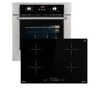 Cuisinière autonome : four encastrable 60 cm BO8810SS + plaque à induction 77 cm IH87704RL | Grill | Air chaud | Extracteurs télescopiques | Minuterie automatique | Double vitrage de protection