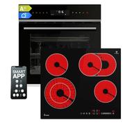 Cuisinière: 60cm Four encastrable EB8319PHC + 59cm Plaque Eletrique CH5901RL | Pyrolyse | Fonction pizza | Gril | Circulation de l'air | Air chaud | Timer automatique | SET8319PHCCH59RL