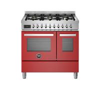 Cuisinière 90 cm Bertazzoni Professional Four électrique / Table de cuisson à Gaz PRO96L2EROT Rouge