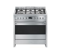 Cuisinière 90 cm Smeg Classica Opéra Four électrique / Table de cuisson à Gaz A1-9 Inox