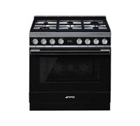 Cuisinière 90 cm Smeg Portofino Four électrique / Table de cuisson à Gaz CPF9GPBL Noir