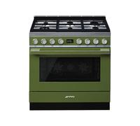 Smeg Elite Portofino CPF9GPOG - Cuisinière - pose libre - largeur : 89.8 cm - profondeur : 60 cm - hauteur : 89 cm - avec système auto-nettoyant - classe A+ - vert olive Vert olive G