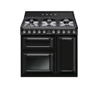 Cuisinière 90 cm Smeg Victoria Four électrique / Table de cuisson à Gaz TR93BL Noir