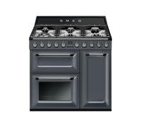 Cuisinière 90 cm Smeg Victoria Four électrique / Table de cuisson à Gaz TR93GR Gris Ardoise