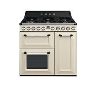 Cuisinière 90 cm Smeg Victoria Four électrique / Table de cuisson à Gaz TR93P Crème