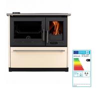 Cuisinière à bois 8 kW Iron - Rendement 83,7 % - Fonte et acier - Chauffe 170 m³ - Sortie 120 mm - Classe A+