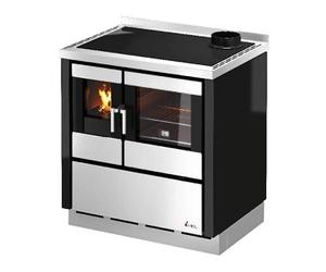 Cuisinière à bois Cadel Kook 80 | 7,5 kW Kook 80 avec plaque de cuisson en fonte, Acier Noir