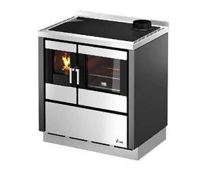 Cuisinière à bois Cadel Kook 80 | 7,5 kW Kook 80 avec plaque de cuisson en fonte avec kit ventilation + éclairage, Acier Anthracite