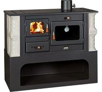 Cuisinière à bois Cheminée 10 kW avec céramique (blanc) 1P34-K ALB