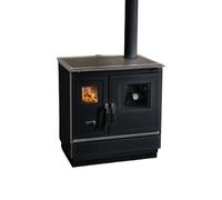 Cuisinière à bois Haas und Sohn HSH 81 | 7,4 kW Anthracite avec four et sortie de fumée à droite