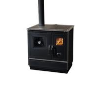 Cuisinière à bois Haas und Sohn HSH 81 | 7,4 kW Anthracite avec four et sortie de fumée à gauche