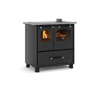 Cuisinière à bois La Nordica Family.16 4,5 | 7,5 kW revêtement en acier, noir anthracite
