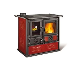 Cuisinière à bois La Nordica Rosa Sinistra Reverse 8,2 kW Revêtement majolique, Liberty bordeaux
