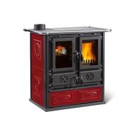 Cuisinière à bois La Nordica Rosetta Sinistra BII 7,3 kW Revêtement majolique, Liberty bordeaux