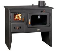 Cuisinière à bois PRITY 1P41 W12 - 16,1 kW - Four et chaudière - Classe A - Noir Graphite - Pour chauffage central