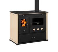 Cuisinière à bois - Prometey - Praktik Lux - 9.5 kW - Noir/Beige - Eco Design