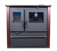 Cuisinière à Bois Verso CS Plus - 7,7 kW | Plaque Supérieure en Métal, Four Inox et Panneaux Latéraux Peints Bordeaux