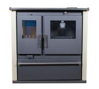 Cuisinière à Bois Verso CS Plus - 7,7 kW | Plaque Supérieure en Métal, Panneaux Latéraux Ivoire, Design Fonctionnel