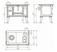 Cuisinière à bois Wamsler Jubiläumsherd K 138 J 7 kW à droite, Noir