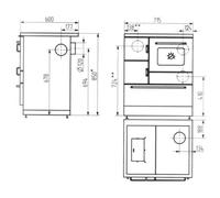 Cuisinière à bois Wamsler K 128 | 7 kW Plaque vitrocéramique avec connexion supérieure, à gauche, châtaigne