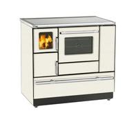 Cuisinière à bois Wamsler K 138 F 7 kW Plaque vitrocéramique avec connexion supérieure, à gauche, crème beige