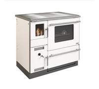 Cuisinière à bois Wamsler K 139 F 8 kW Plaque vitrocéramique avec connexion supérieure, à droite, blanc