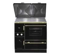 Cuisinière à bois Wamsler K 148 CL 23 kW Hydro Couleur du poêle noir, raccords dorés, à gauche
