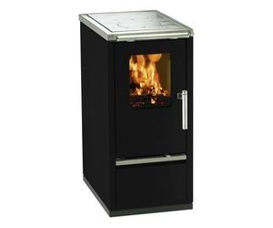 Cuisinière à bois Wamsler W1-40 | 6 kW acier, 850 mm, Émaillé noir, porte du four émaillée de la même couleur que l'appareil, STYLE
