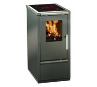 Cuisinière à bois Wamsler W1-40 | 6 kW assiette en céramique, 850 mm, Anthracite métallique, porte du four émaillée dans la couleur de l'appareil, TREND