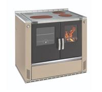 Cuisinière à bois Wamsler W3-90 | 8 kW assiette en céramique, à droite, 850 mm, Galet, porte du four émaillée noire, ELEGANCE