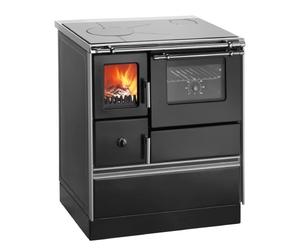 Cuisinière à bois Westminster poêle à combustible solide 70F Style 5 kW Gauche côté, arrière et haut, Noir avec plaque vitrocéramique