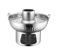 Cuisinière à fondue chinoise, buffet d'ustensiles de cuisine chinois de Pékin, ustensile de cuisine mongol Shabu HotPot for la maison, les réunions de famille(Silver,20cm)