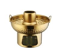 Cuisinière à fondue chinoise, buffet d'ustensiles de cuisine chinois de Pékin, ustensile de cuisine mongol Shabu HotPot for la maison, les réunions de famille(Gold,23cm)