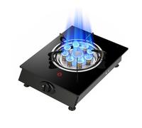 Cuisinière À Gaz 1 Brûleur, Couvercle En Cuivre Noir À Neuf Têtes En Verre, Protection Contre Les Incendies Violents (gaz Liquéfié) Avec Vanne Et Collier De Serrage
