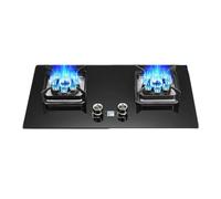 Cuisinière À Gaz 2 Brûleurs, 5,2 KW, 9 Cavités, Minuterie À Feu Élevé, Support De Casserole En Fonte En Verre Trempé Noir, Cuisinière Autonome For Camping Et Extérieur(LPG)