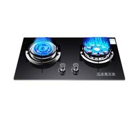 Cuisinière À Gaz 2 Brûleurs, Cuisinière À Gaz En Cuivre Moulé En Verre Noir, Cuisinière De Conversion NG/GPL, Avec Protection Contre Les Flammes Et Sécurité Enfant, 4,2 KW/5,2 KW(LPG)
