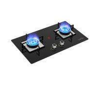 Cuisinière À Gaz 2 Brûleurs, Cuisinière À Gaz En Cuivre Moulé En Verre Trempé 5,2 KW, Cuisinière De Bureau/encastrable Convertible GPL/GN, Avec Protection Contre L'extinction Et Sécurité Enfant(LPG)