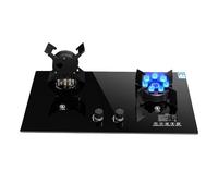 Cuisinière à gaz 2 brûleurs Cuisinière à gaz Gauche 5,2 kW/Droite 7,2 kW, Brûleur rabattable en verre trempé, Dispositif de protection contre les flammes accidentelles for la maison, la cuisine, le ca