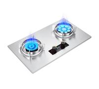 Cuisinière À Gaz 2 Brûleurs, Cuisinière En Cuivre Moulé En Acier Inoxydable, Cuisinière Convertible NG/GPL, Avec Protection Contre L'extinction Et Minuterie, For Maison Et Camping-Car, 5,2 KW/7,0 KW(N