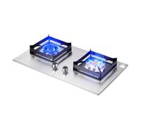 Cuisinière À Gaz 2 Brûleurs, Plateau De Table En Acier Inoxydable Cuisinière À Gaz Intégrée, Cuisinière De Conversion GN/GPL Avec Protection Contre L'extinction Et Sécurité Enfant,5.2KW(LPG)